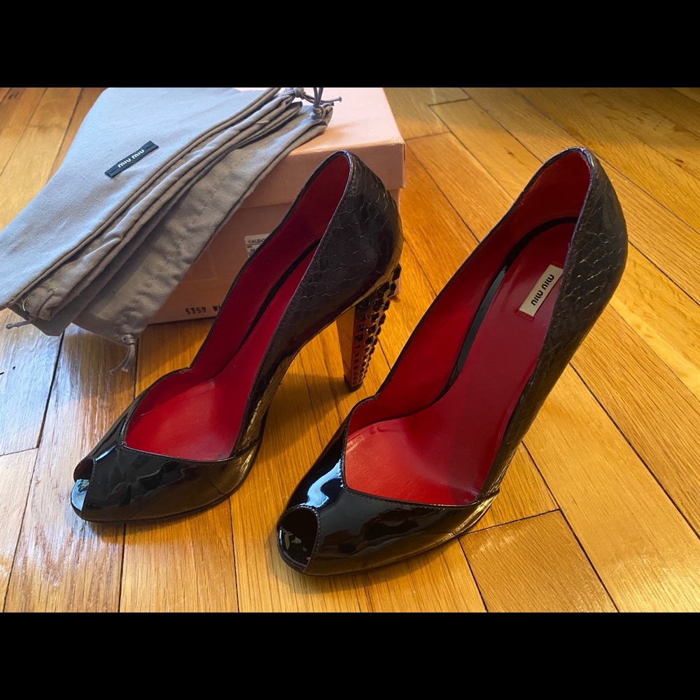 Miu Miu jeweled heel pump